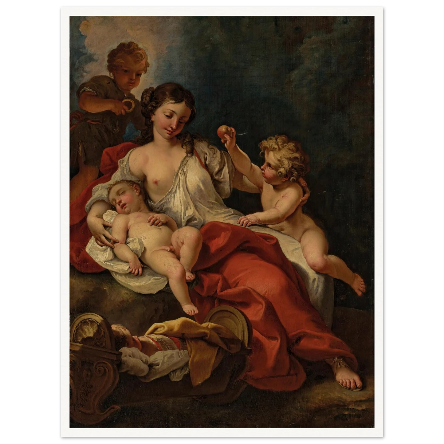 Allegory of Charity Art Print | Sebastiano Ricci - Framed Poster - 30x40 cm / 12x16″ - Black frame