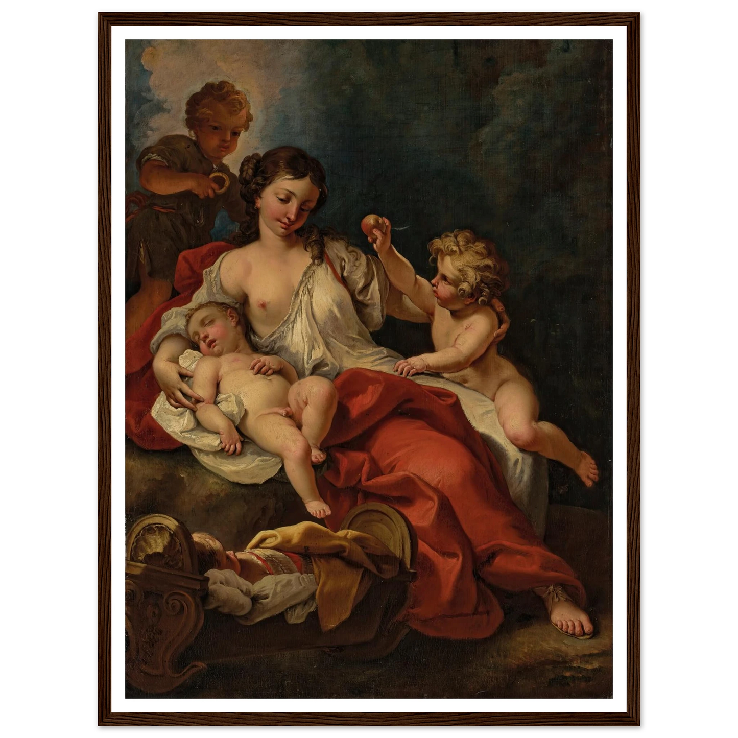 Allegory of Charity Art Print | Sebastiano Ricci - Framed Poster - 30x40 cm / 12x16″ - Black frame