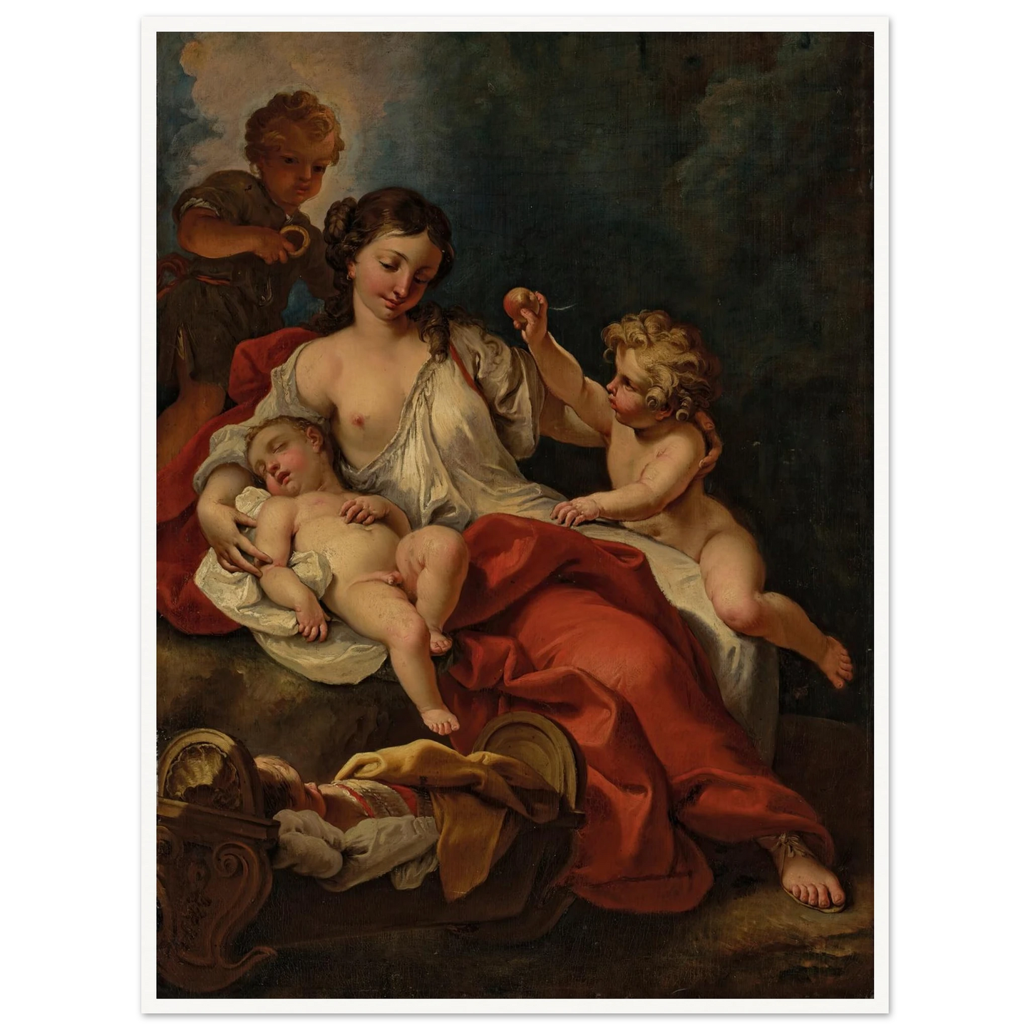 Allegory of Charity Art Print | Sebastiano Ricci - Framed Poster - 30x40 cm / 12x16″ - Black frame