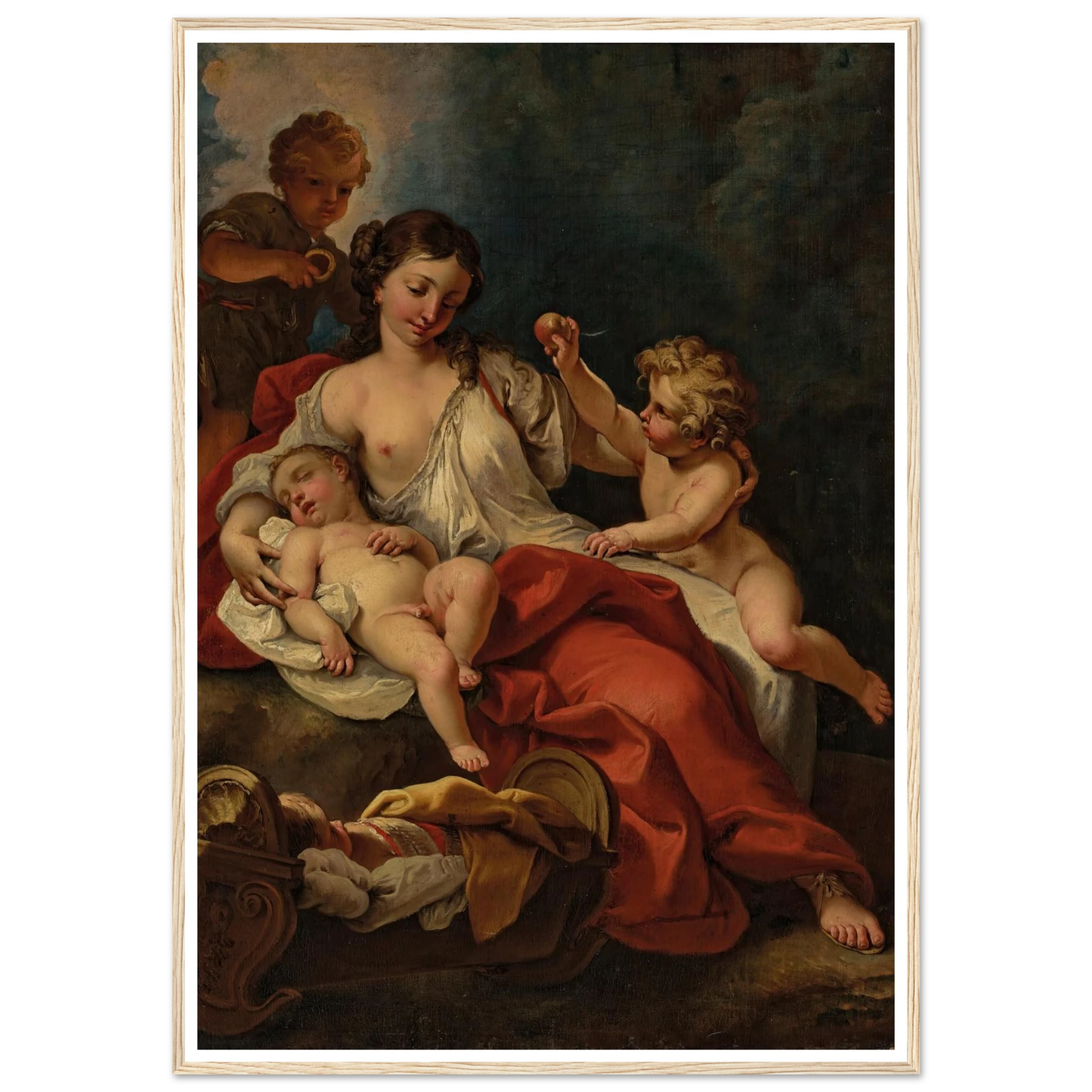 Allegory of Charity Art Print | Sebastiano Ricci - Framed Poster - 30x40 cm / 12x16″ - Black frame