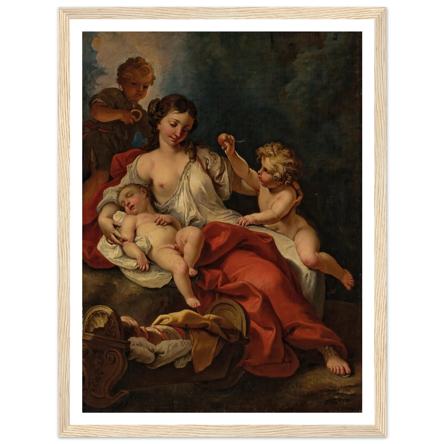 Allegory of Charity Art Print | Sebastiano Ricci - Framed Poster - 30x40 cm / 12x16″ - Black frame
