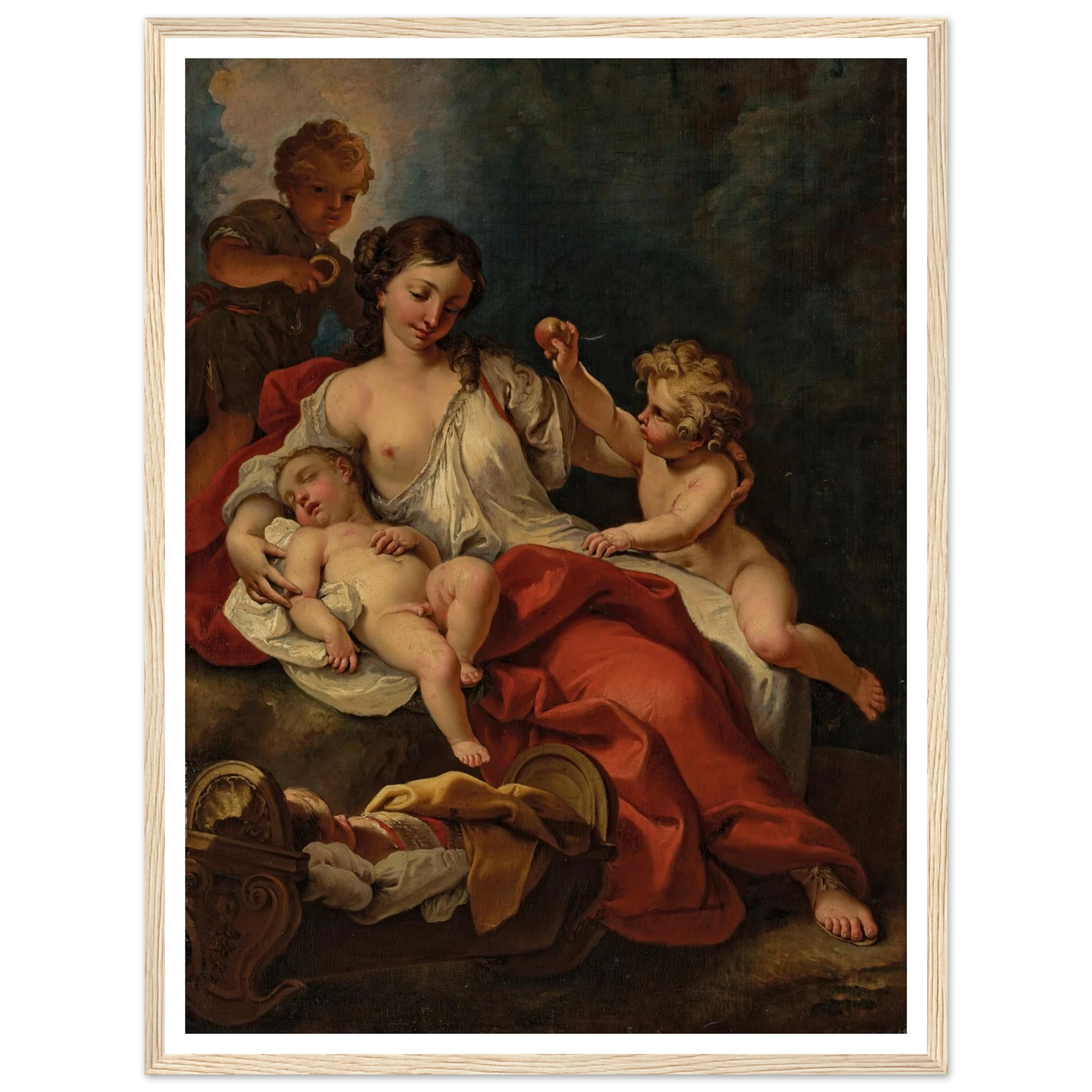 Allegory of Charity Art Print | Sebastiano Ricci - Framed Poster - 30x40 cm / 12x16″ - Black frame