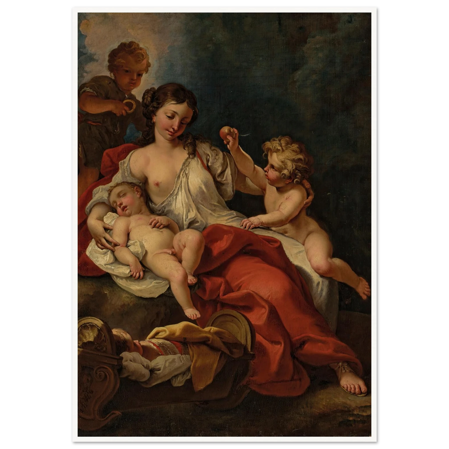 Allegory of Charity Art Print | Sebastiano Ricci - Framed Poster - 30x40 cm / 12x16″ - Black frame