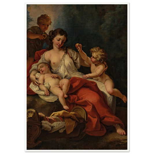 Allegory of Charity Art Print | Sebastiano Ricci - Framed Poster - 30x40 cm / 12x16″ - Black frame