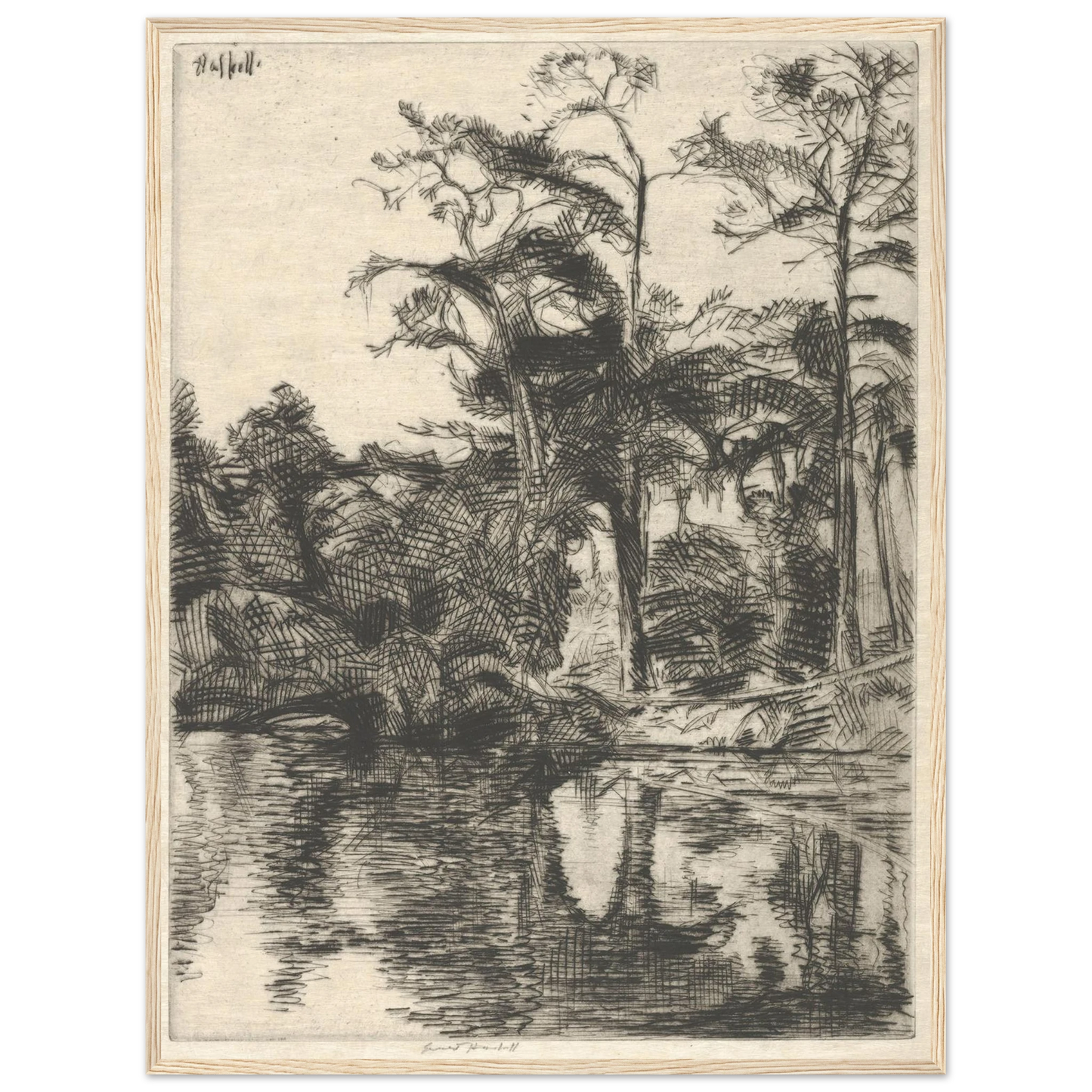 Alligator Pool (1914) Art Print | Ernest Haskell - Framed Poster - 30x40 cm / 12x16″ - Black frame