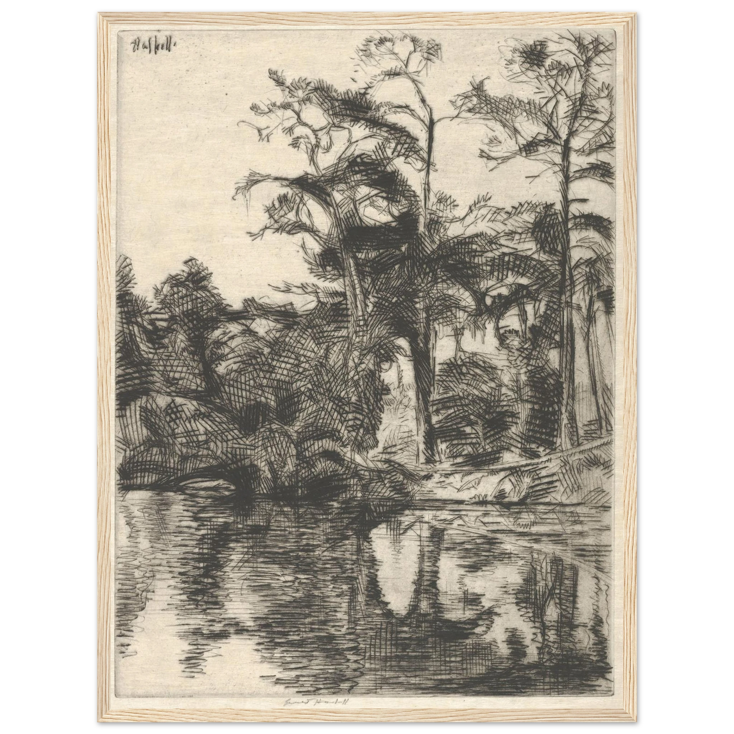 Alligator Pool (1914) Art Print | Ernest Haskell - Framed Poster - 30x40 cm / 12x16″ - Black frame