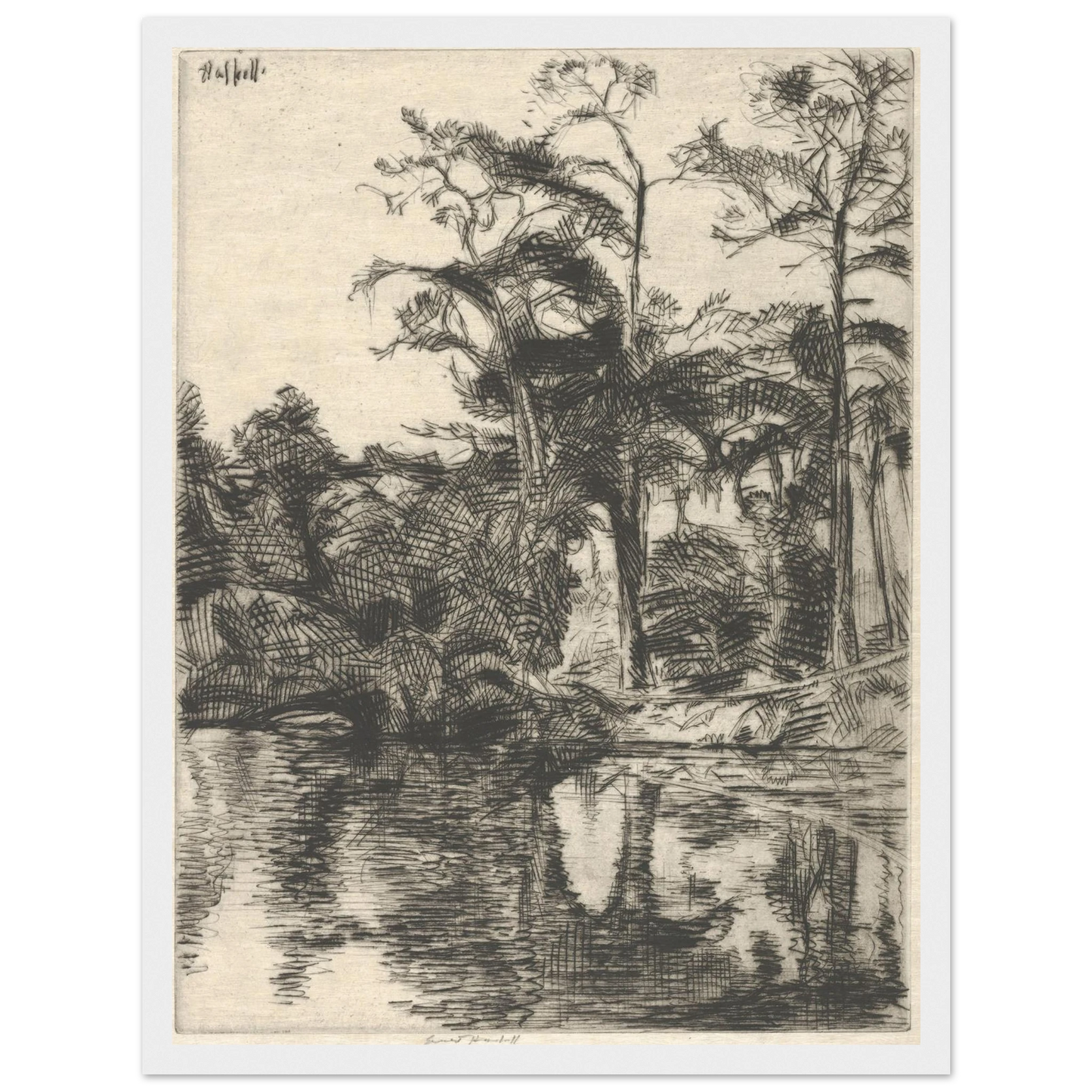 Alligator Pool (1914) Art Print | Ernest Haskell - Framed Poster - 30x40 cm / 12x16″ - Black frame