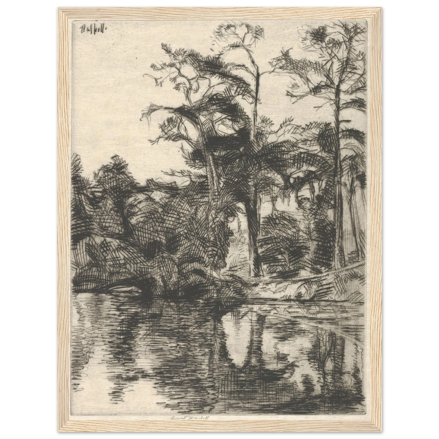 Alligator Pool (1914) Art Print | Ernest Haskell - Framed Poster - 30x40 cm / 12x16″ - Black frame