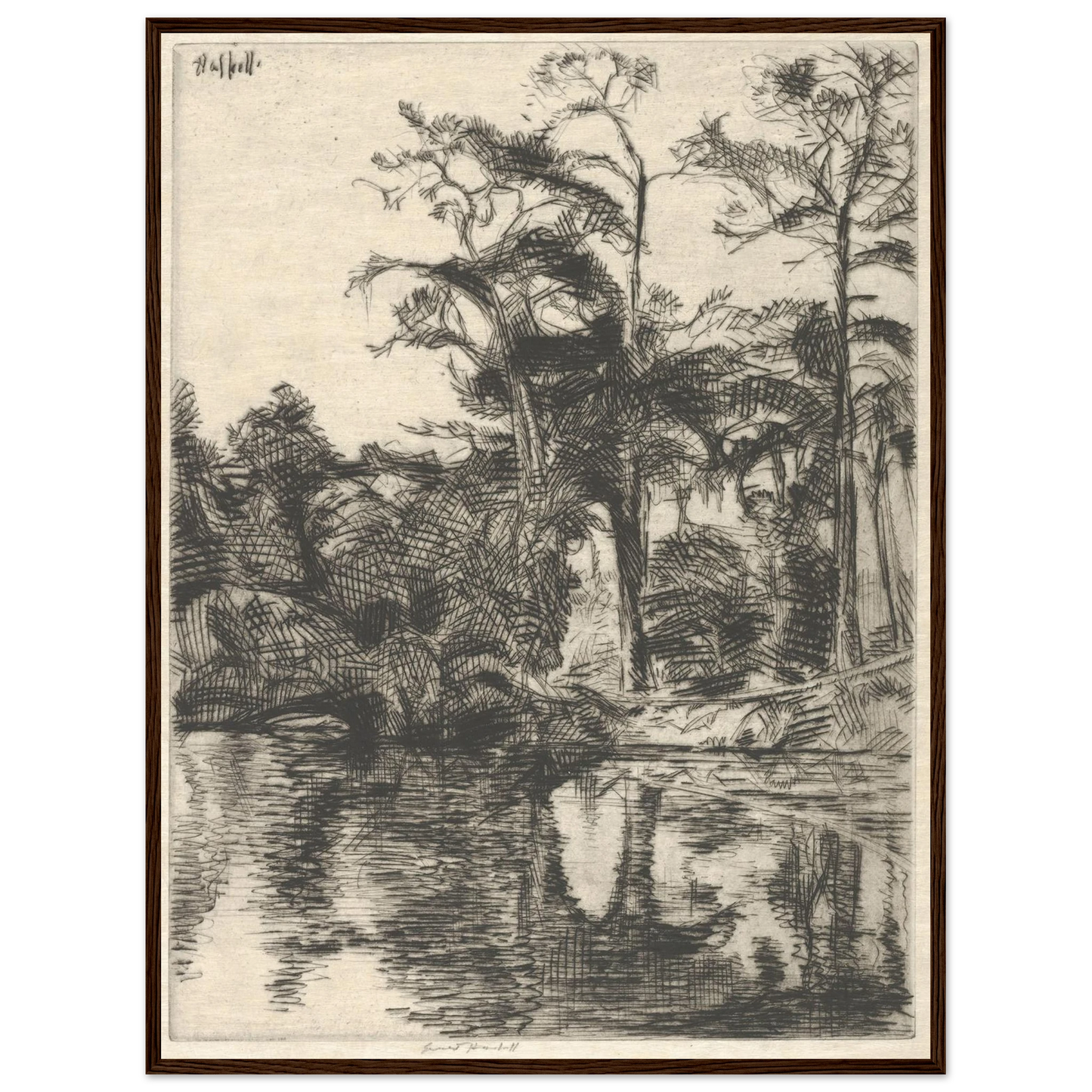 Alligator Pool (1914) Art Print | Ernest Haskell - Framed Poster - 30x40 cm / 12x16″ - Black frame