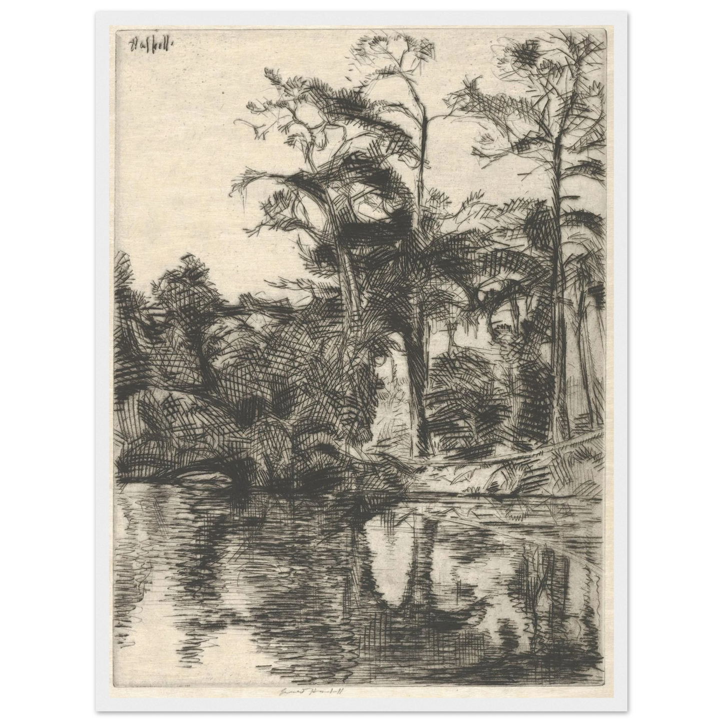 Alligator Pool (1914) Art Print | Ernest Haskell - Framed Poster - 30x40 cm / 12x16″ - Black frame