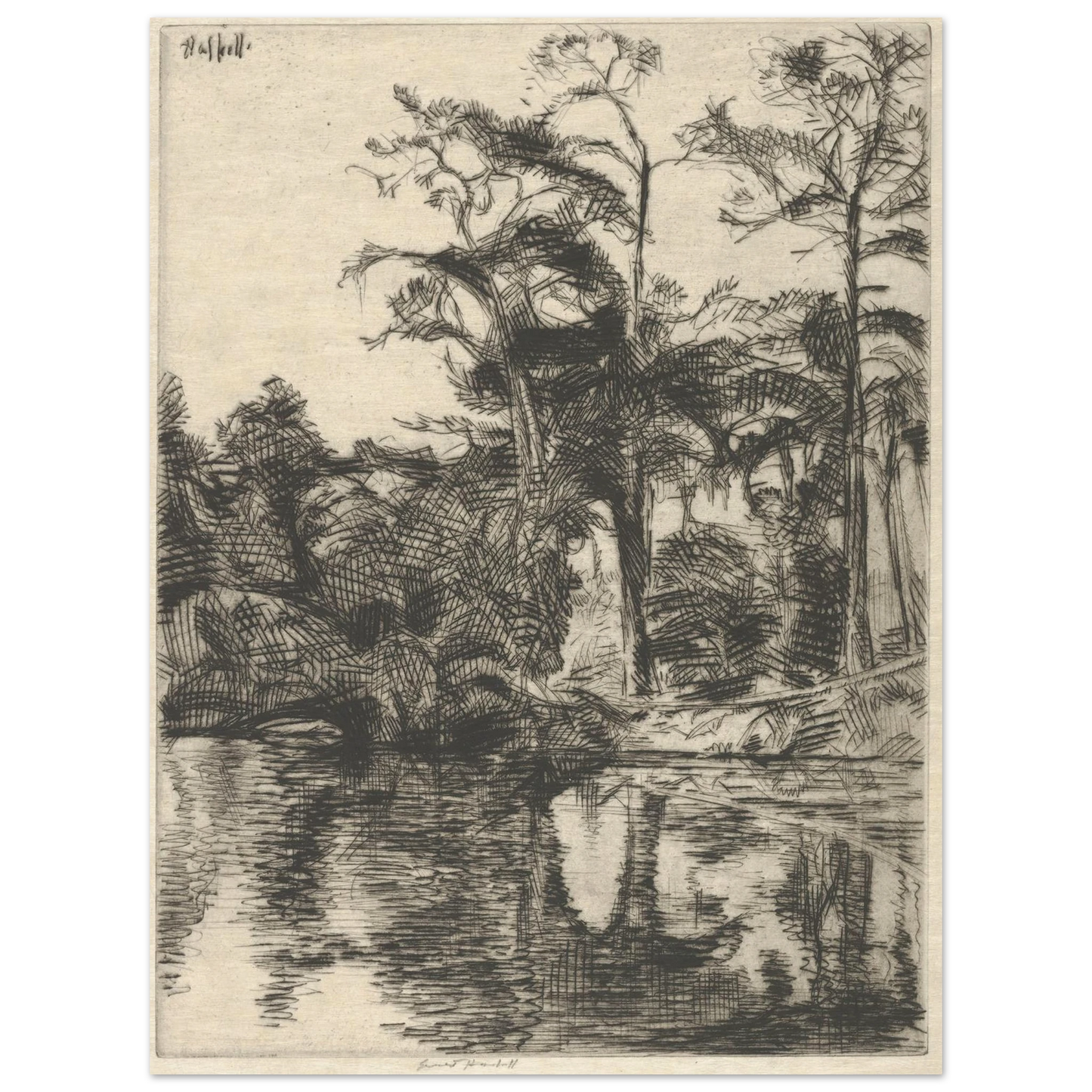 Alligator Pool (1914) Art Print | Ernest Haskell - Framed Poster - 30x40 cm / 12x16″ - Black frame