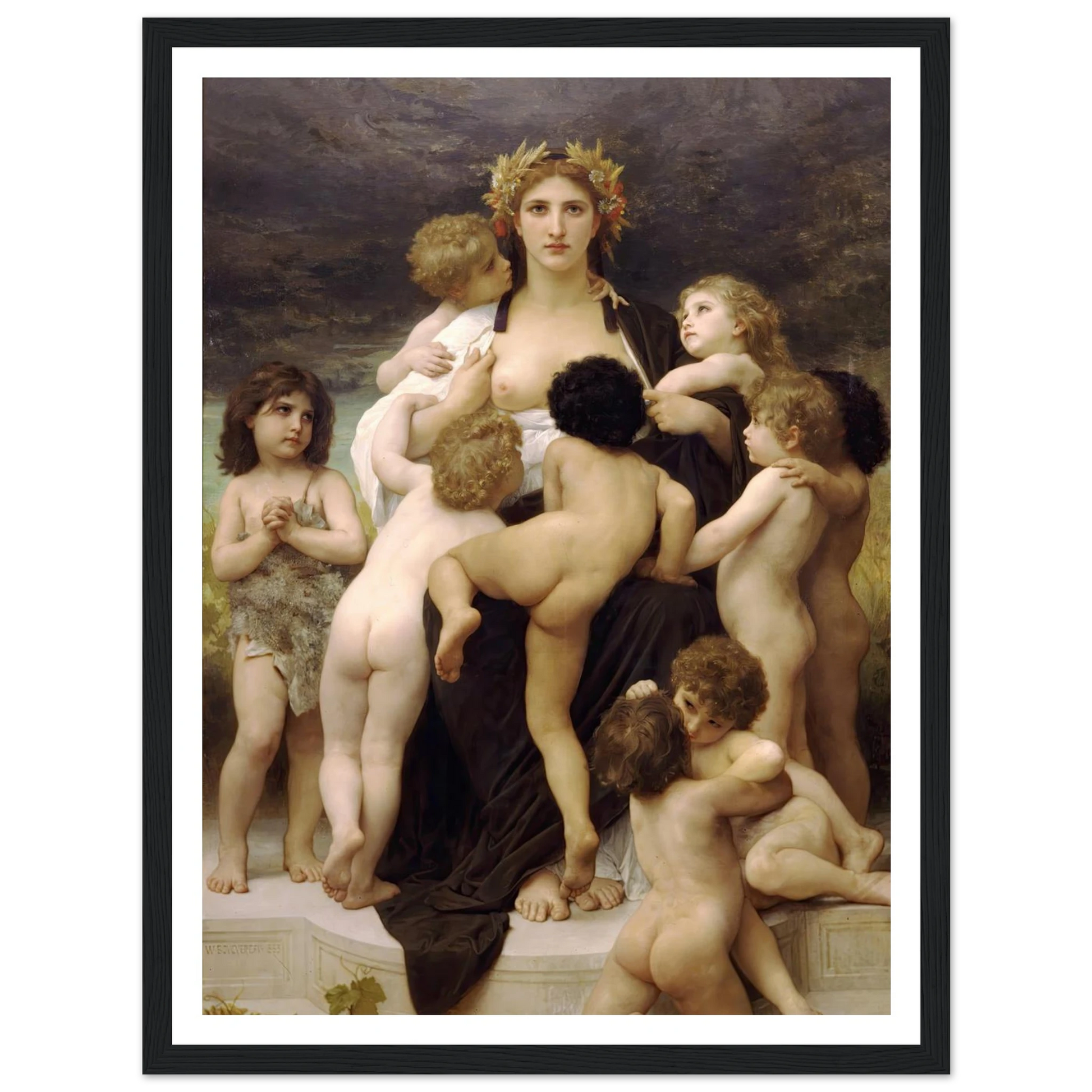 Alma Parens (1883) Art Print | William Bouguereau - Framed Poster - 30x40 cm / 12x16″ - Black frame