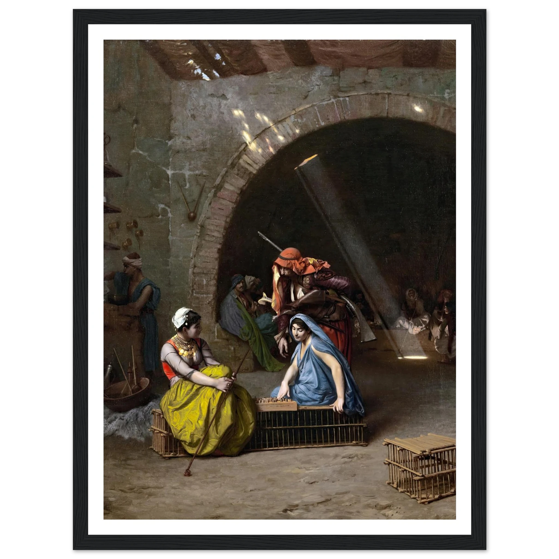 Almehs Playing Draughts Art Print | Jean Leon Gerome - Framed Poster - 30x40 cm / 12x16″ - Black frame
