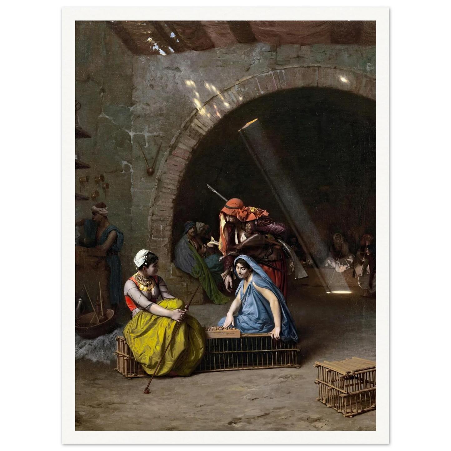 Almehs Playing Draughts Art Print | Jean Leon Gerome - Framed Poster - 30x40 cm / 12x16″ - Black frame