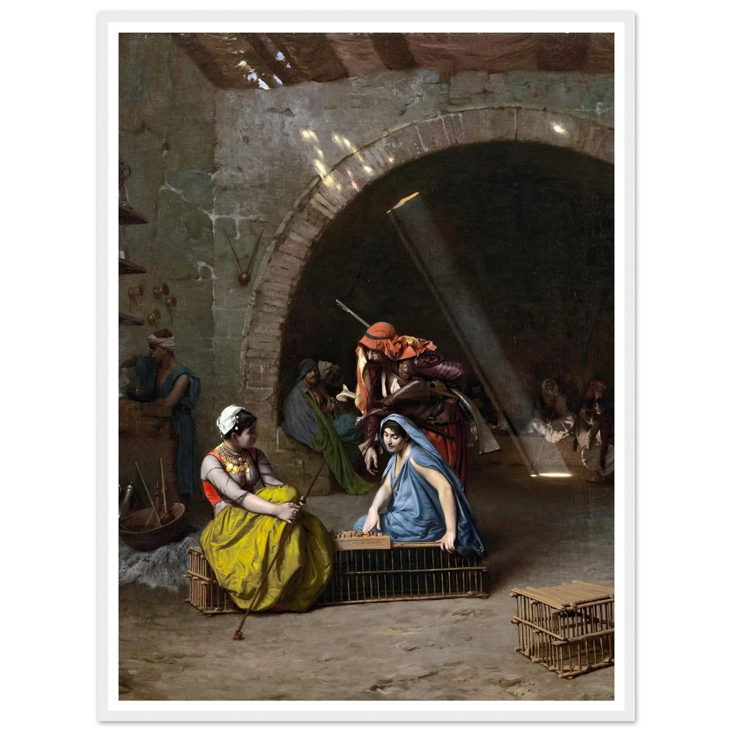 Almehs Playing Draughts Art Print | Jean Leon Gerome - Framed Poster - 30x40 cm / 12x16″ - Black frame