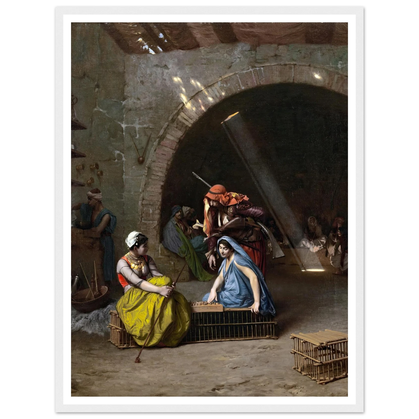 Almehs Playing Draughts Art Print | Jean Leon Gerome - Framed Poster - 30x40 cm / 12x16″ - Black frame
