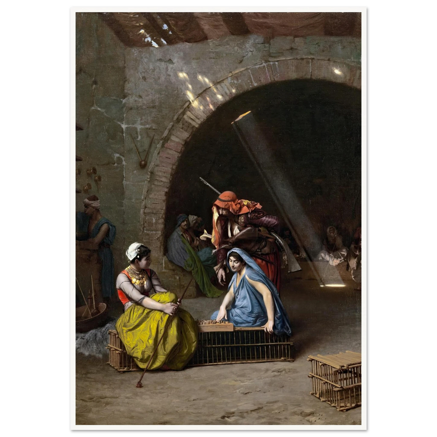 Almehs Playing Draughts Art Print | Jean Leon Gerome - Framed Poster - 30x40 cm / 12x16″ - Black frame