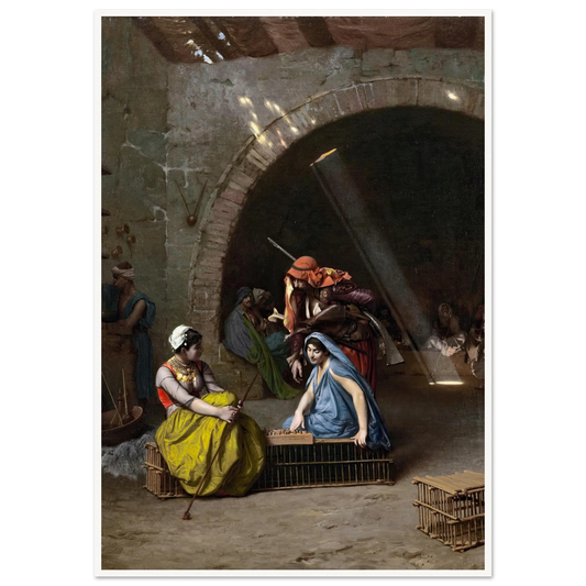 Almehs Playing Draughts Art Print | Jean Leon Gerome - Framed Poster - 30x40 cm / 12x16″ - Black frame