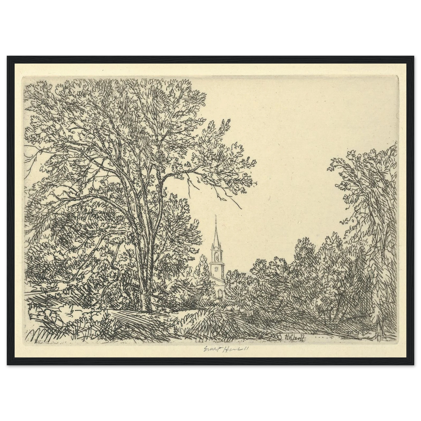 Alna Pastoral (1924) Art Print | Ernest Haskell - Framed Poster - 30x40 cm / 12x16″ - Black frame