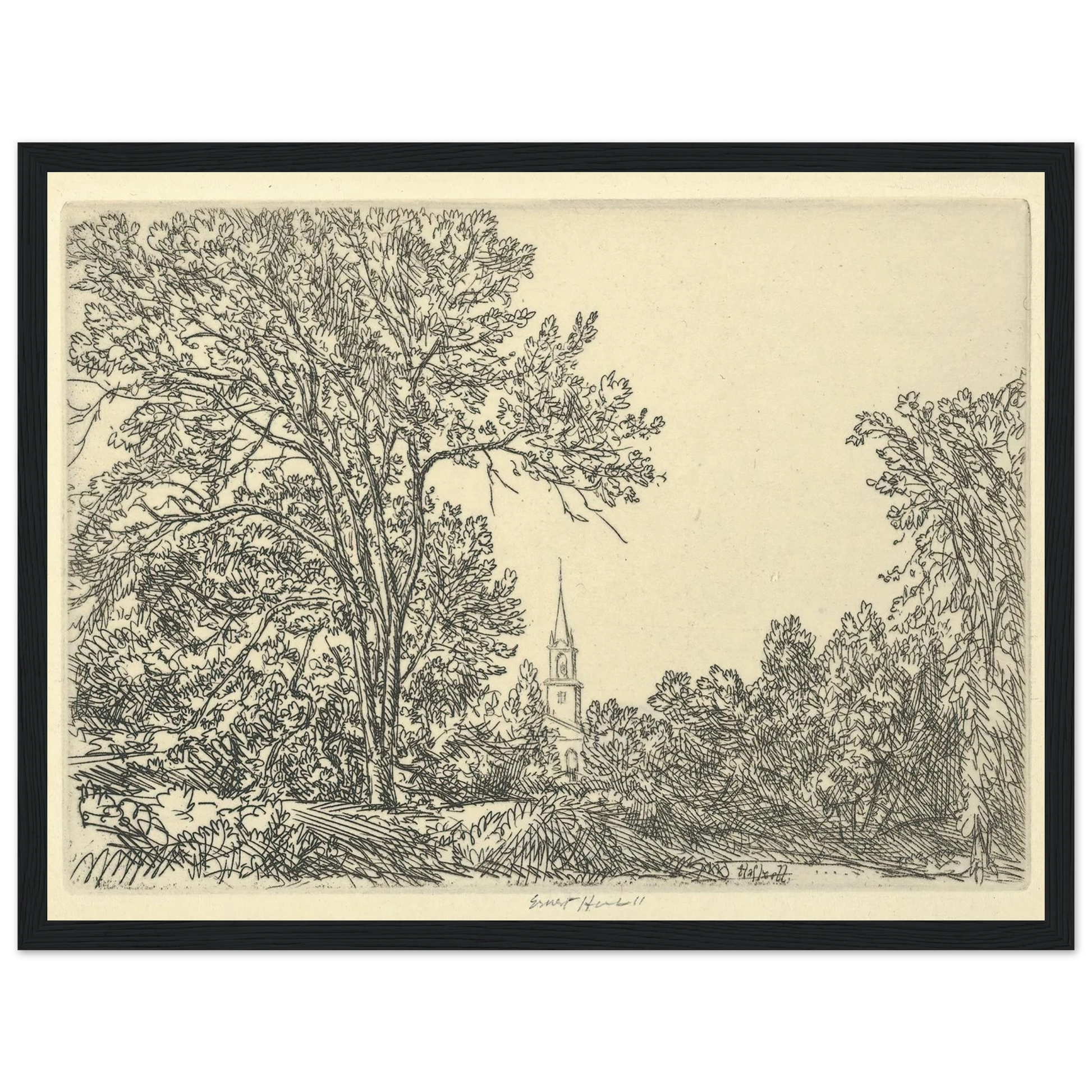 Alna Pastoral (1924) Art Print | Ernest Haskell - Framed Poster - 30x40 cm / 12x16″ - Black frame