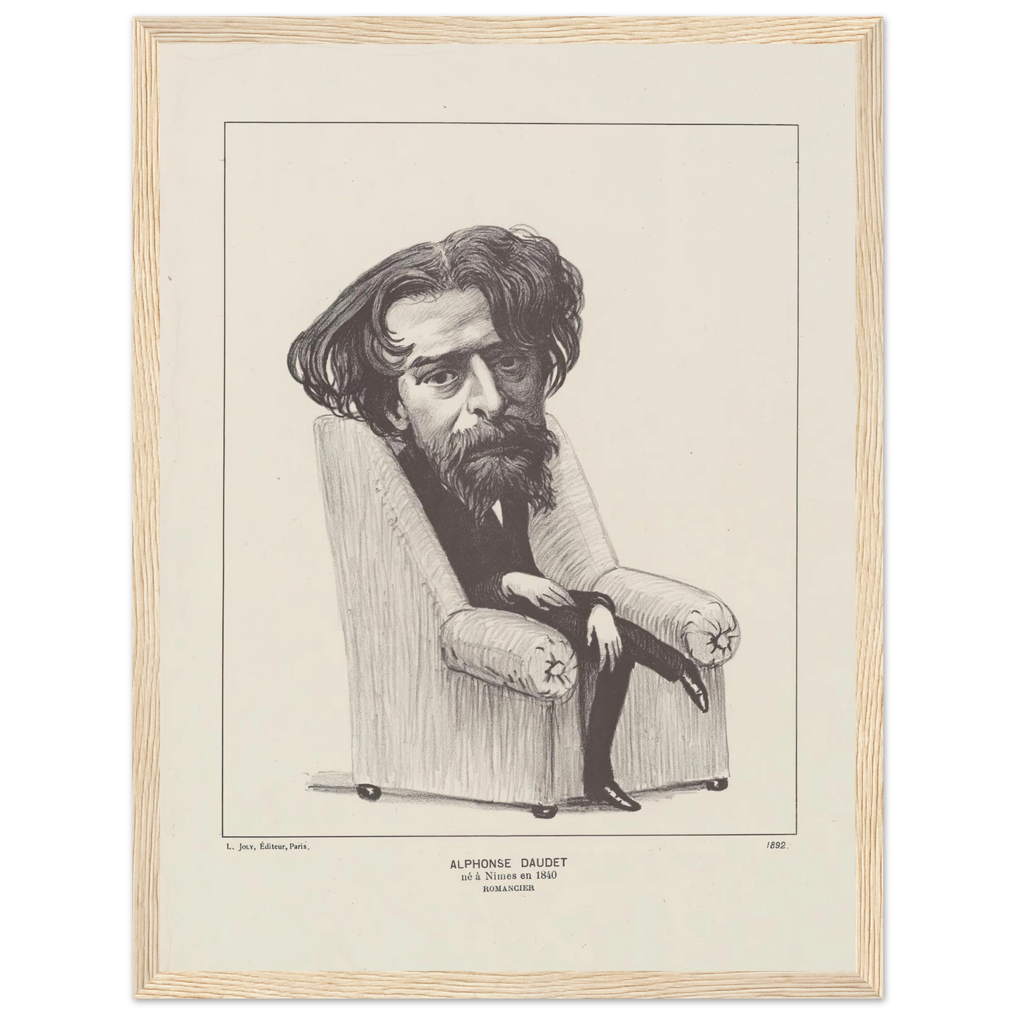 Alphonse Daudet (1892) Art Print | Felix Vallotton - Framed Poster - 30x40 cm / 12x16″ - Black frame