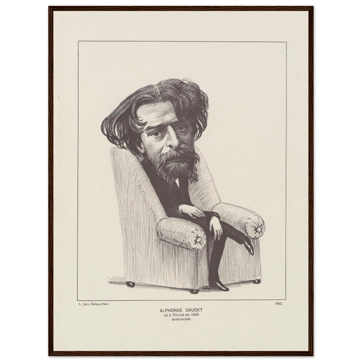 Alphonse Daudet (1892) Art Print | Felix Vallotton - Framed Poster - 30x40 cm / 12x16″ - Black frame