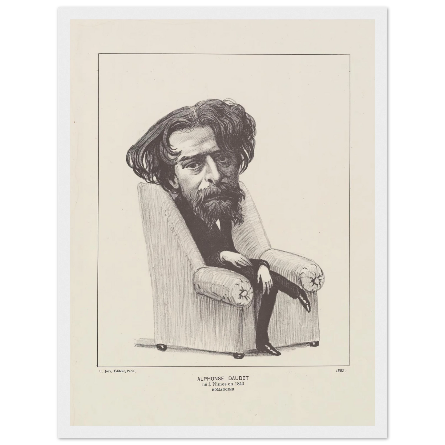 Alphonse Daudet (1892) Art Print | Felix Vallotton - Framed Poster - 30x40 cm / 12x16″ - Black frame