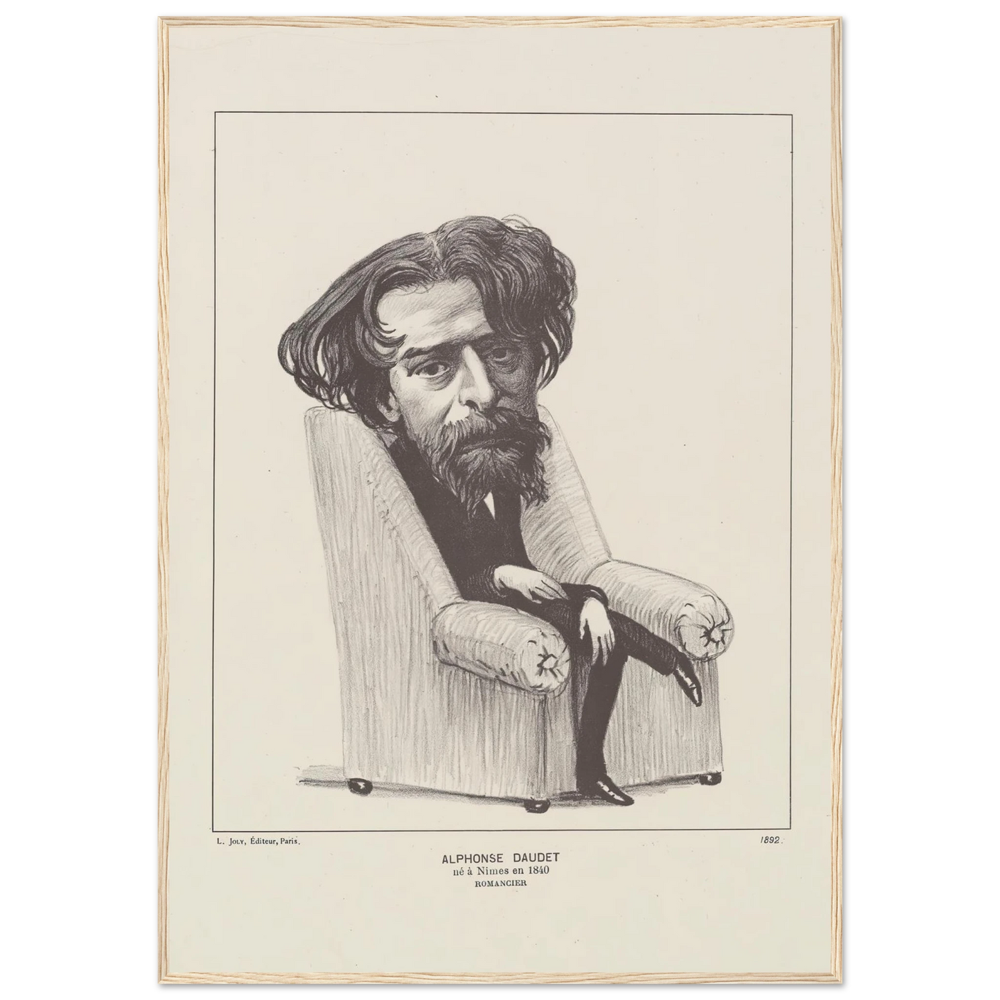 Alphonse Daudet (1892) Art Print | Felix Vallotton - Framed Poster - 30x40 cm / 12x16″ - Black frame