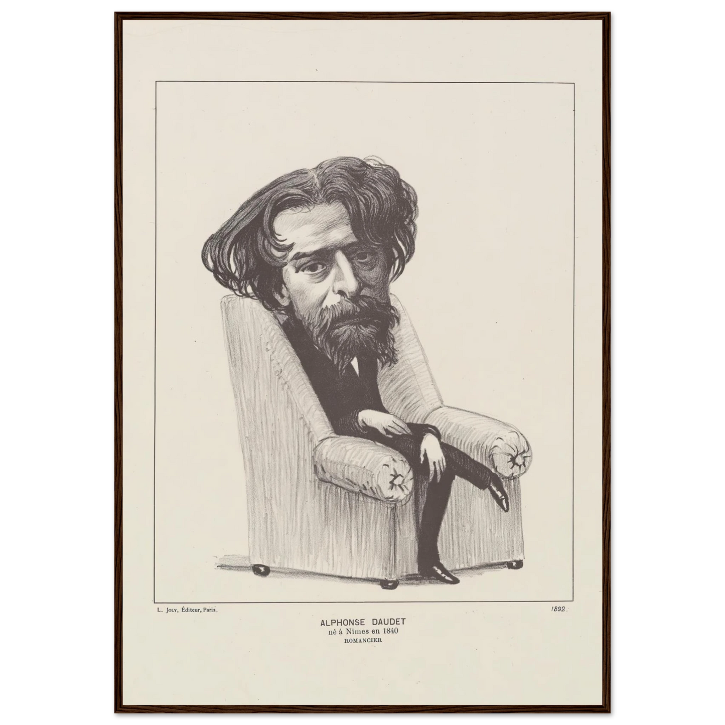Alphonse Daudet (1892) Art Print | Felix Vallotton - Framed Poster - 30x40 cm / 12x16″ - Black frame
