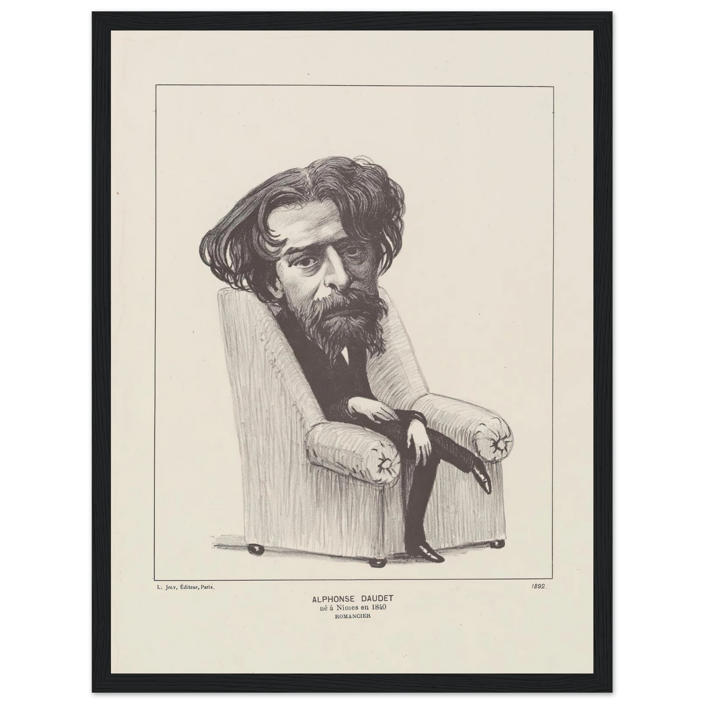 Alphonse Daudet (1892) Art Print | Felix Vallotton - Framed Poster - 30x40 cm / 12x16″ - Black frame