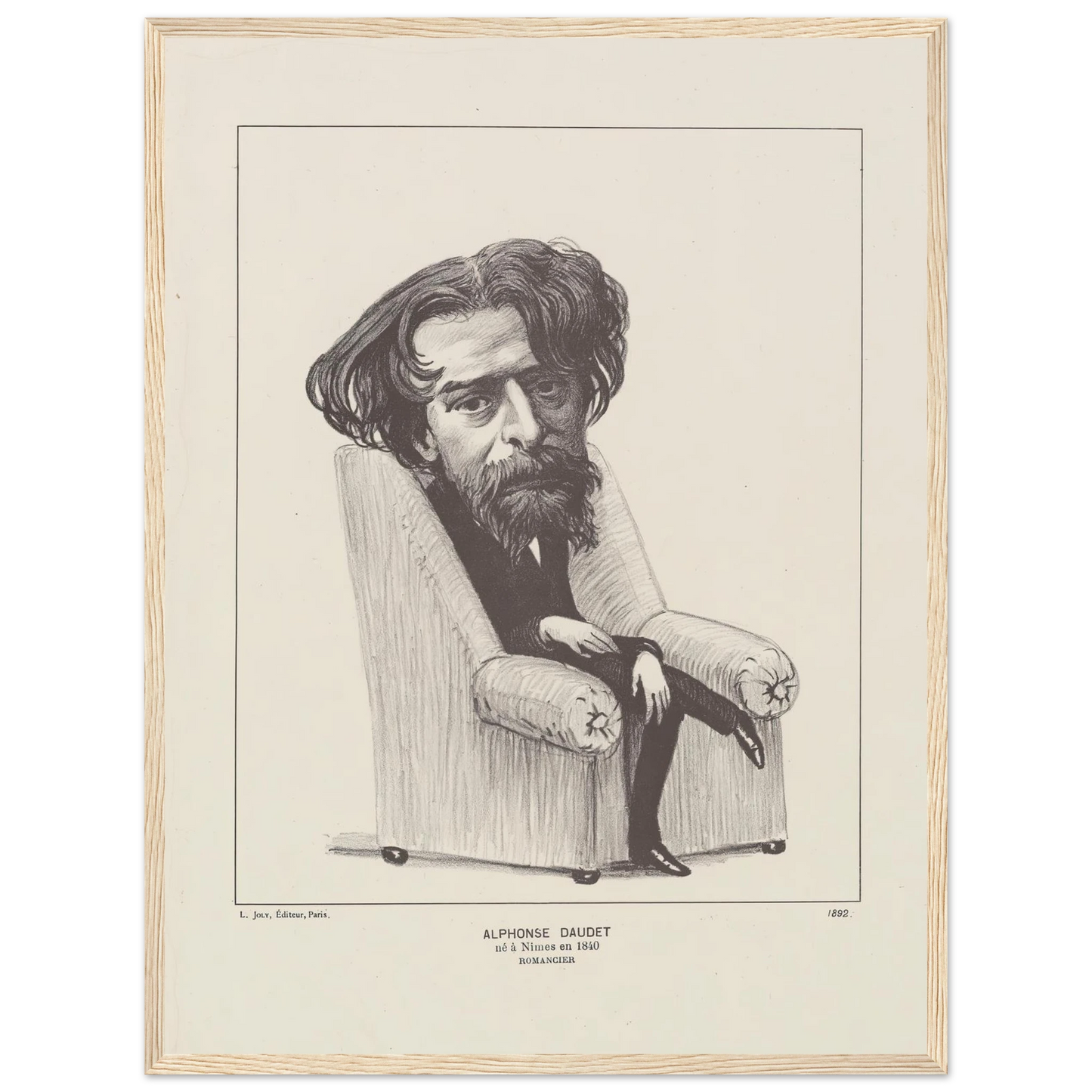 Alphonse Daudet (1892) Art Print | Felix Vallotton - Framed Poster - 30x40 cm / 12x16″ - Black frame