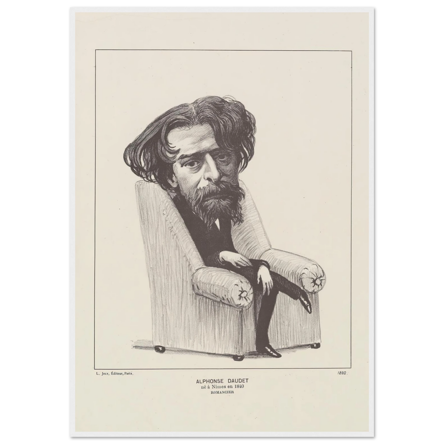 Alphonse Daudet (1892) Art Print | Felix Vallotton - Framed Poster - 30x40 cm / 12x16″ - Black frame