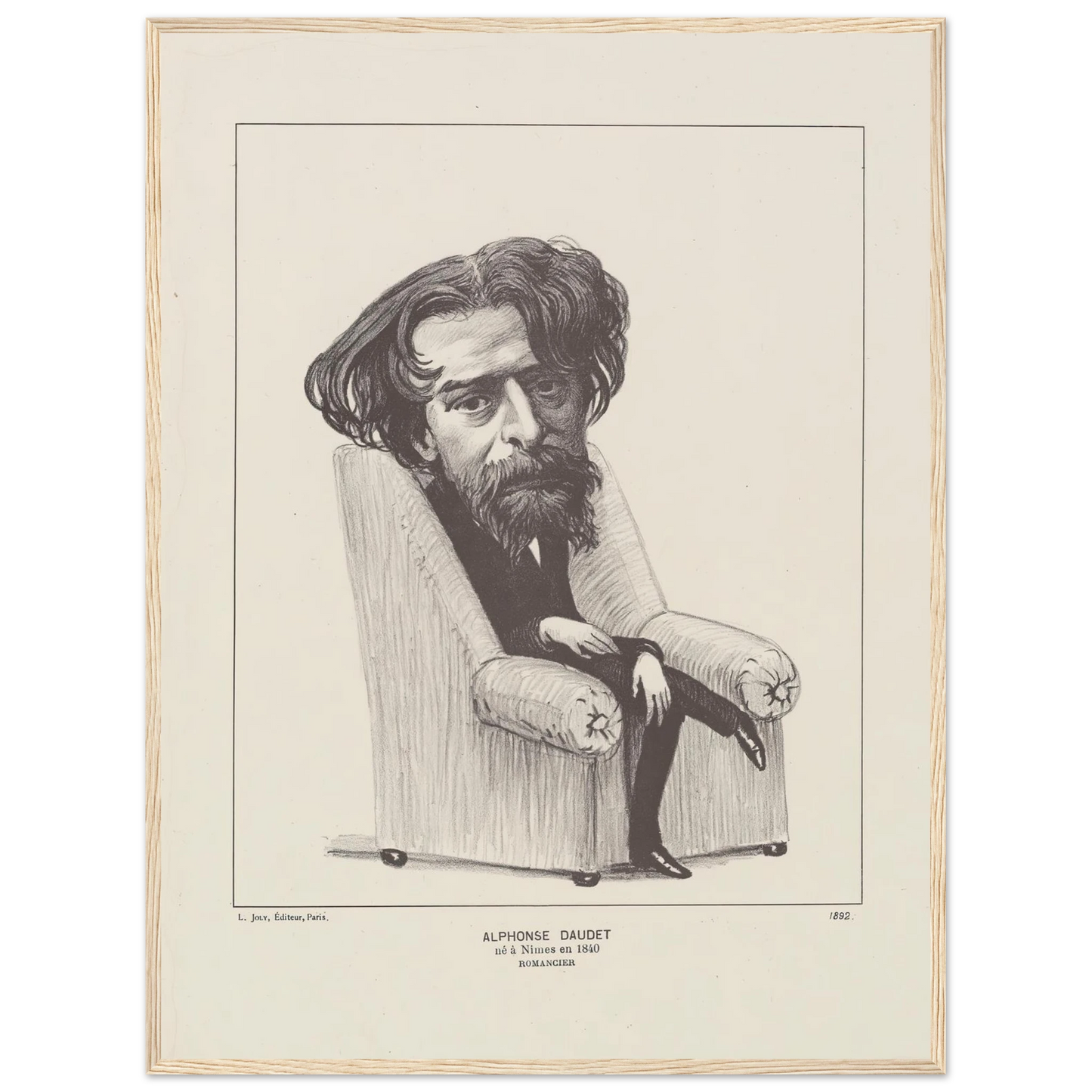 Alphonse Daudet (1892) Art Print | Felix Vallotton - Framed Poster - 30x40 cm / 12x16″ - Black frame
