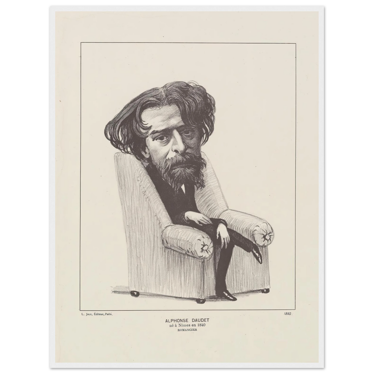 Alphonse Daudet (1892) Art Print | Felix Vallotton - Framed Poster - 30x40 cm / 12x16″ - Black frame