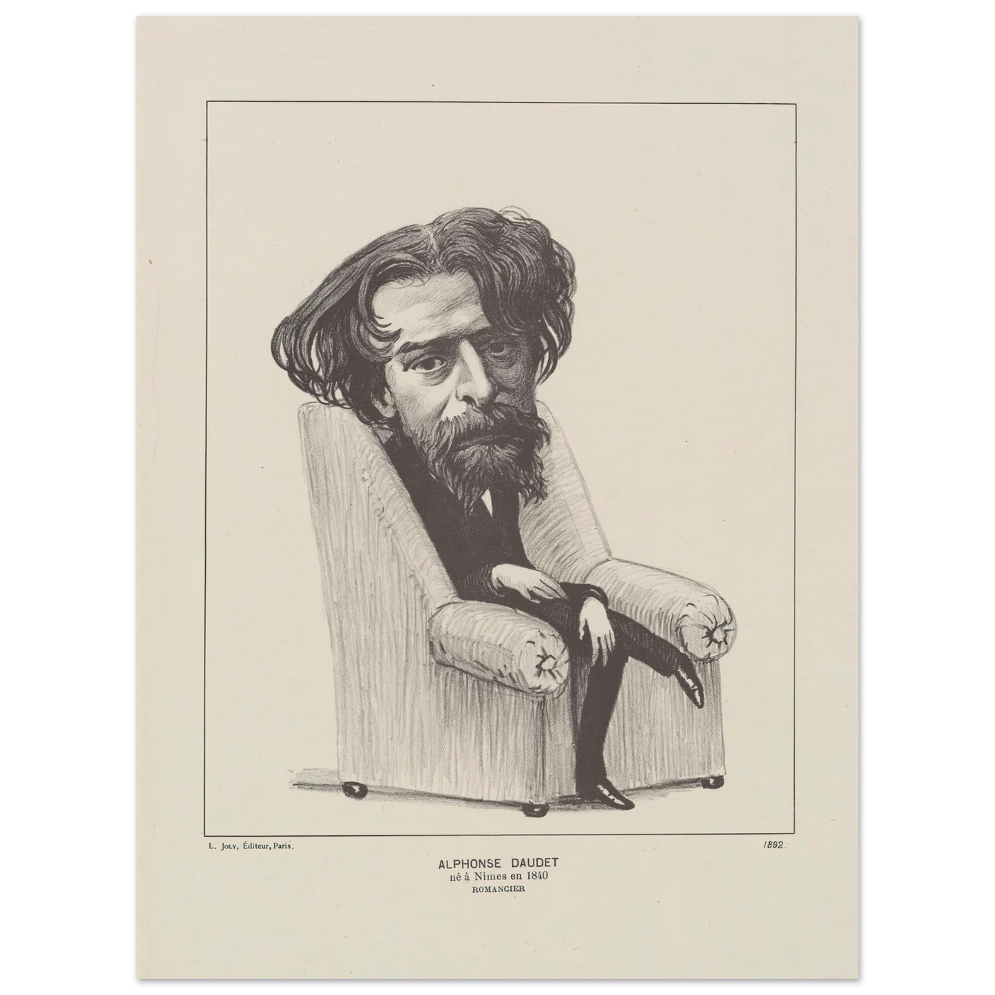 Alphonse Daudet (1892) Art Print | Felix Vallotton - Framed Poster - 30x40 cm / 12x16″ - Black frame