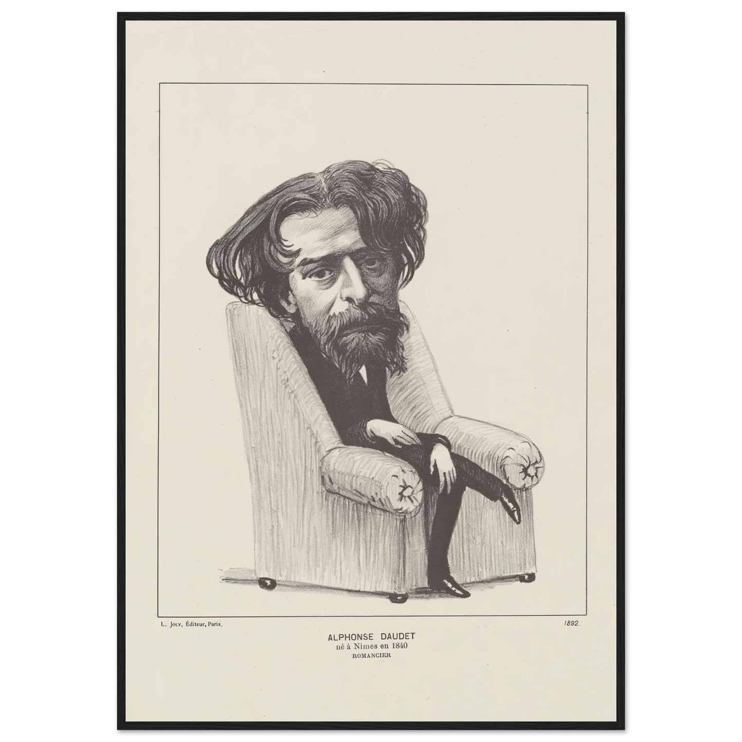 Alphonse Daudet (1892) Art Print | Felix Vallotton - Framed Poster - 30x40 cm / 12x16″ - Black frame