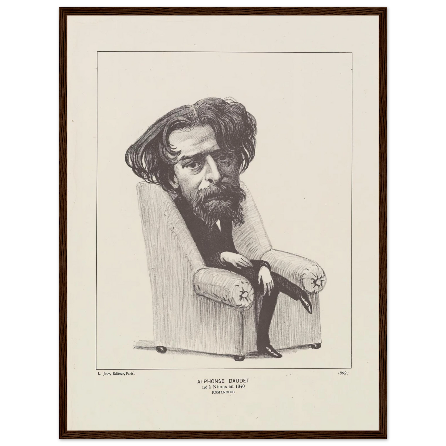 Alphonse Daudet (1892) Art Print | Felix Vallotton - Framed Poster - 30x40 cm / 12x16″ - Black frame