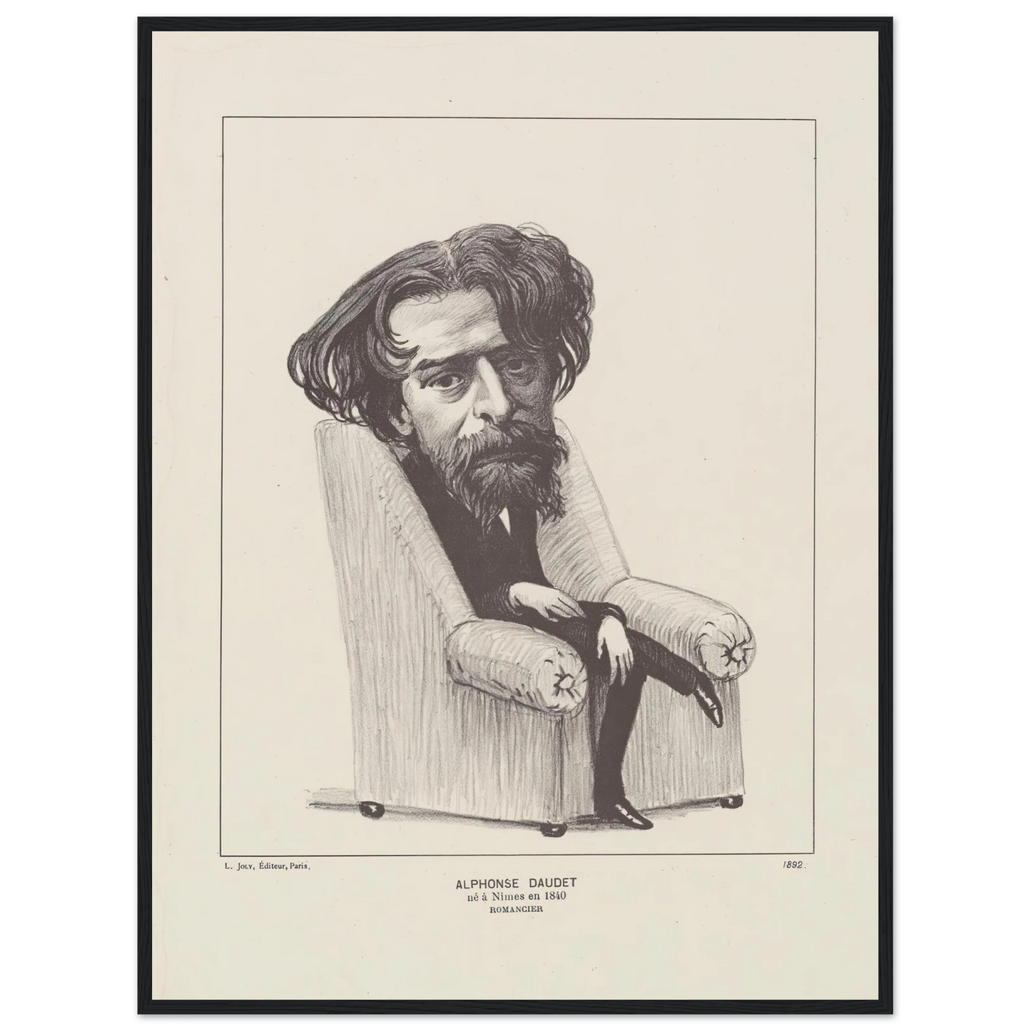 Alphonse Daudet (1892) Art Print | Felix Vallotton - Framed Poster - 30x40 cm / 12x16″ - Black frame