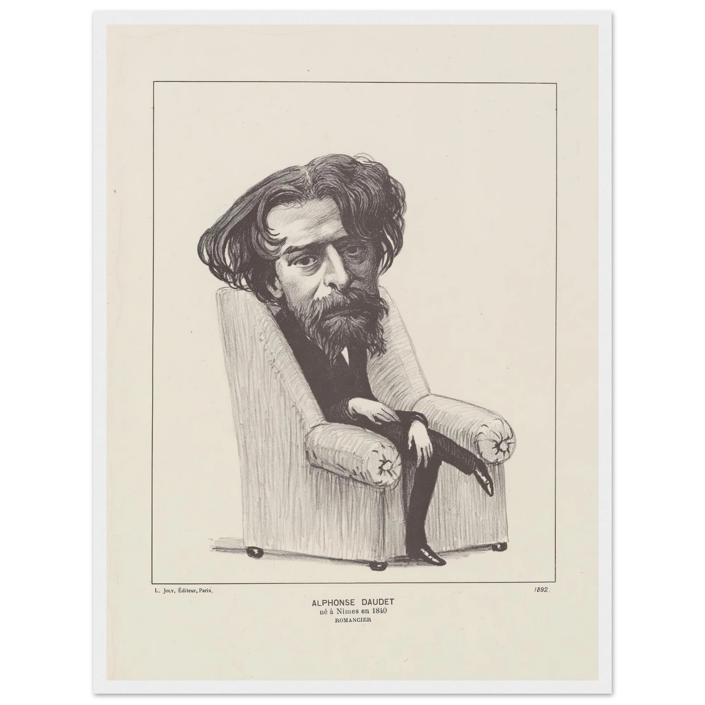 Alphonse Daudet (1892) Art Print | Felix Vallotton - Framed Poster - 30x40 cm / 12x16″ - Black frame
