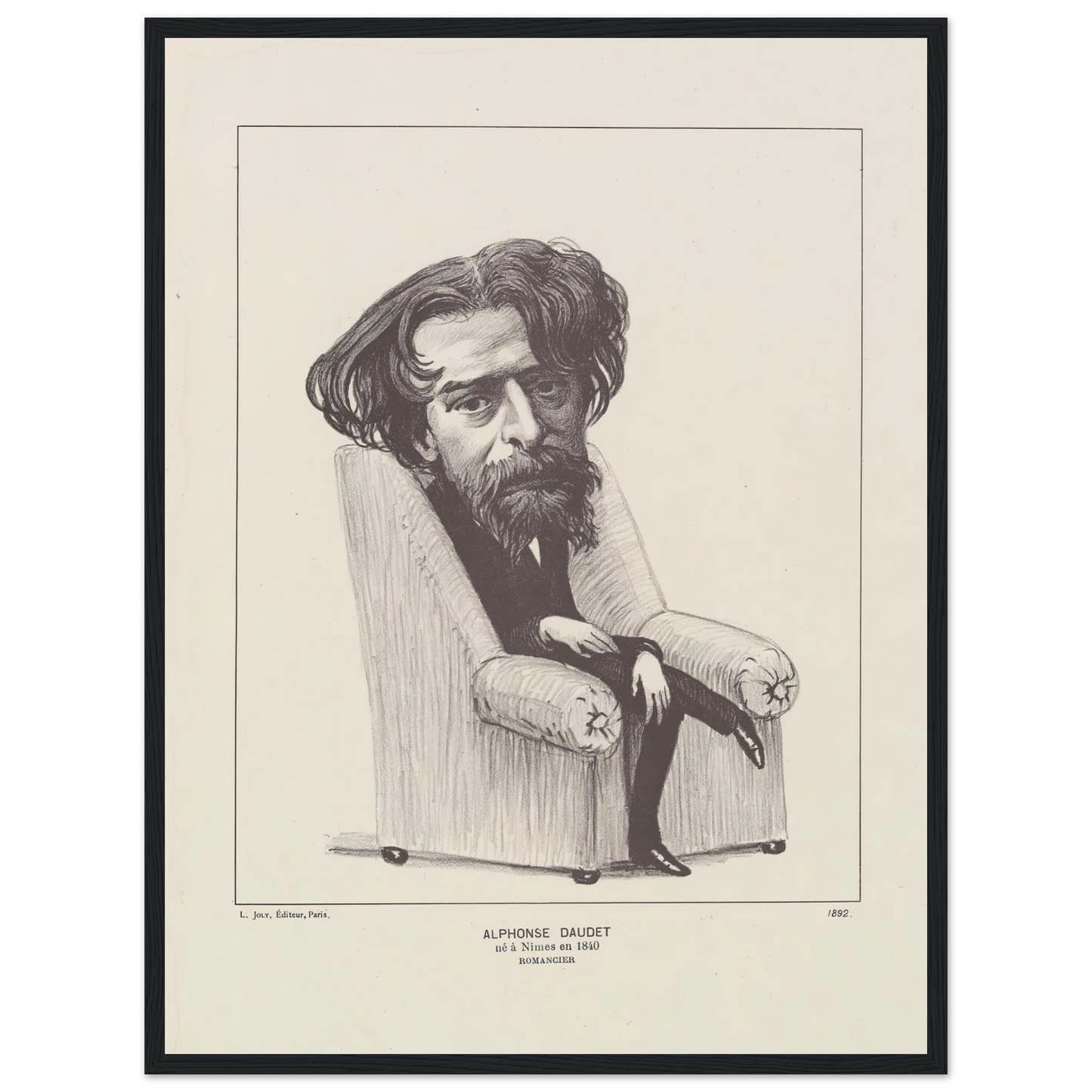 Alphonse Daudet (1892) Art Print | Felix Vallotton - Framed Poster - 30x40 cm / 12x16″ - Black frame