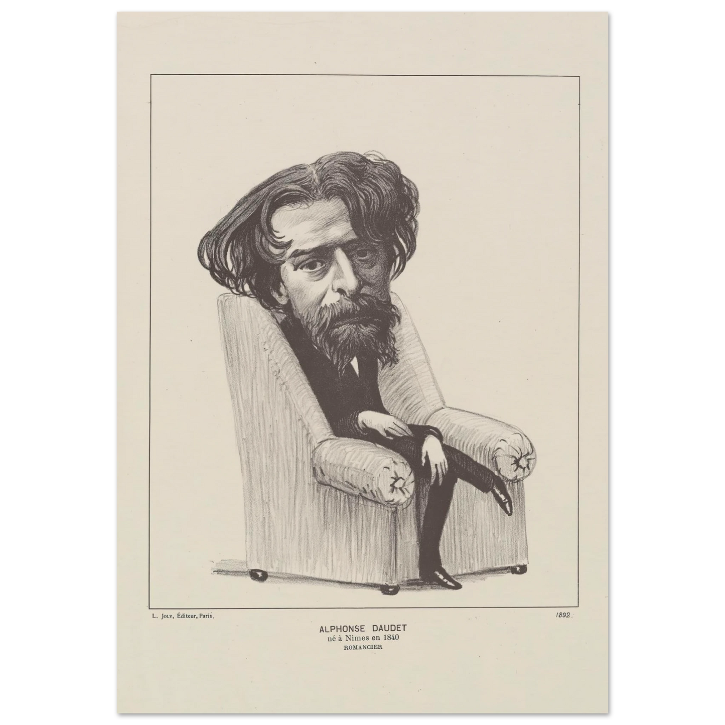 Alphonse Daudet (1892) Art Print | Felix Vallotton - Framed Poster - 30x40 cm / 12x16″ - Black frame