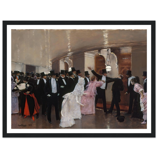 Altercation dans les couloirs de l’Opéra (1889) Art Print | Jean Beraud - Framed Poster - 30x40 cm / 12x16″ - Black frame