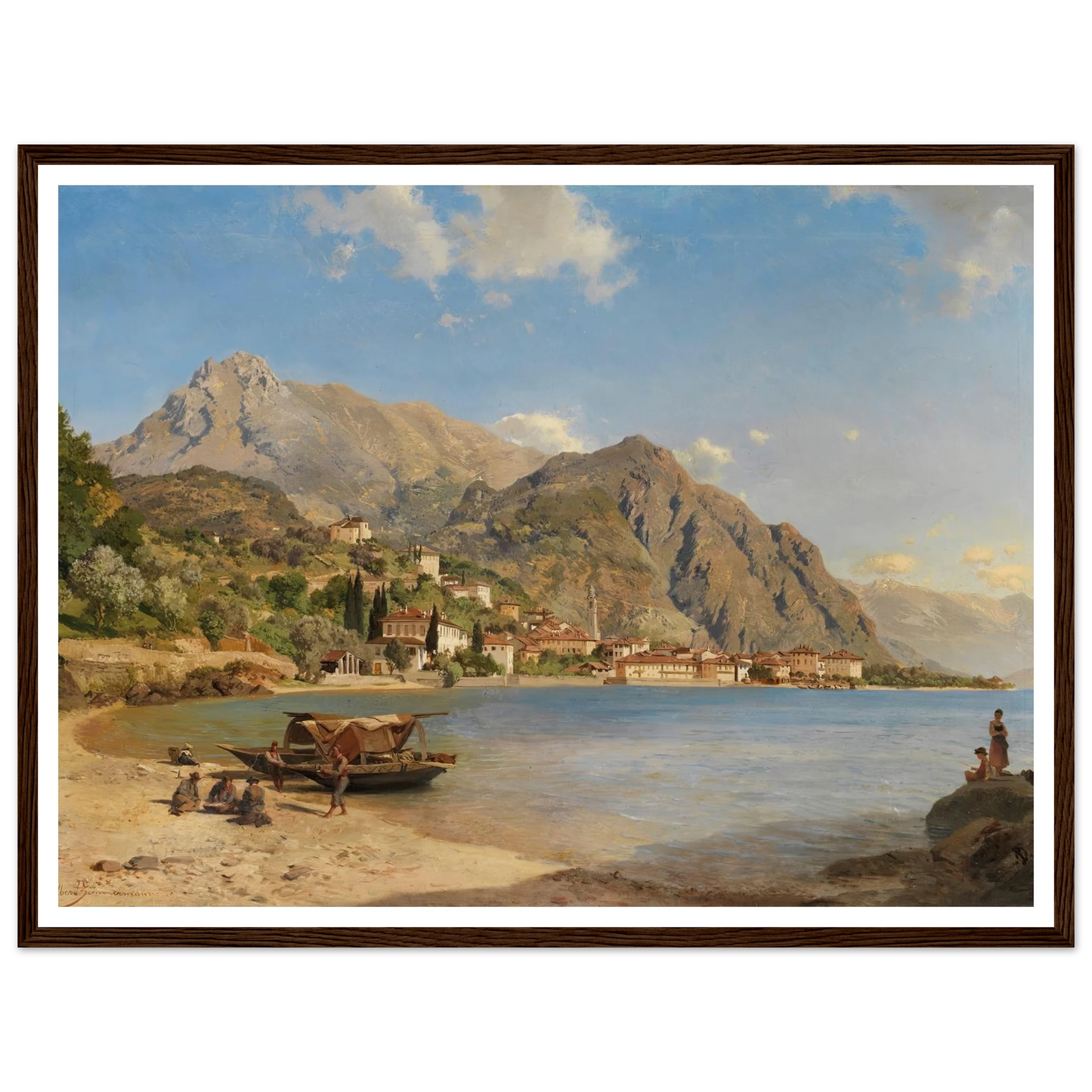 Am Ufer des Comer Sees (Menaggio) (1858) Art Print | Albert Zimmermann - Framed Poster - 30x40 cm / 12x16″ - Black frame