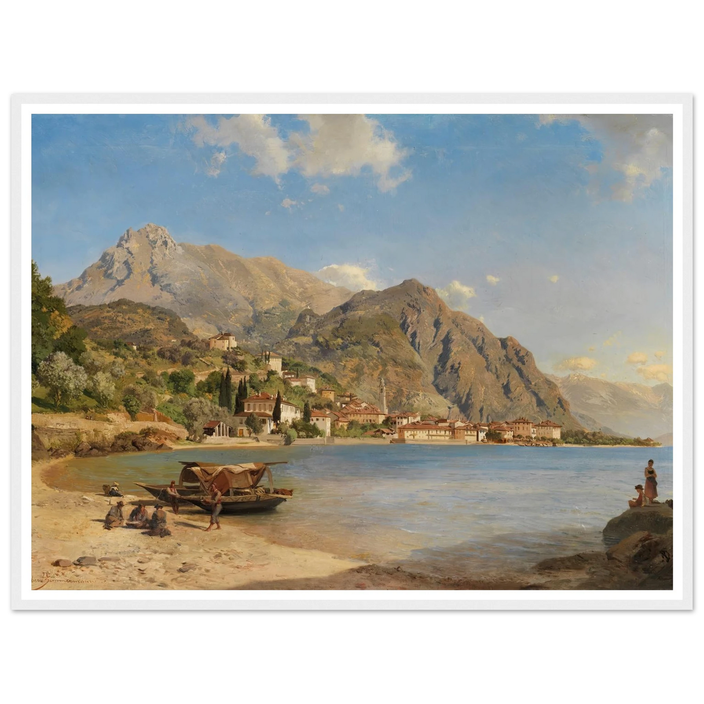 Am Ufer des Comer Sees (Menaggio) (1858) Art Print | Albert Zimmermann - Framed Poster - 30x40 cm / 12x16″ - Black frame