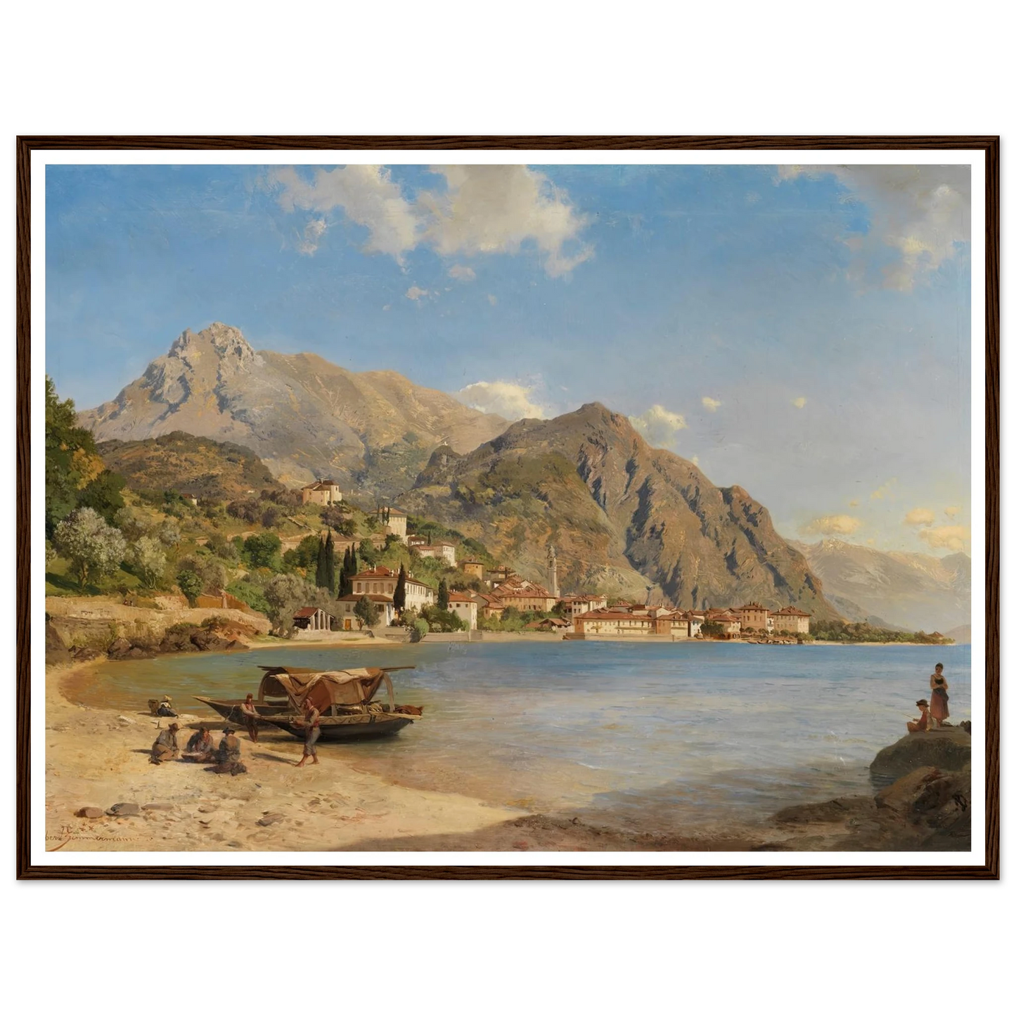 Am Ufer des Comer Sees (Menaggio) (1858) Art Print | Albert Zimmermann - Framed Poster - 30x40 cm / 12x16″ - Black frame