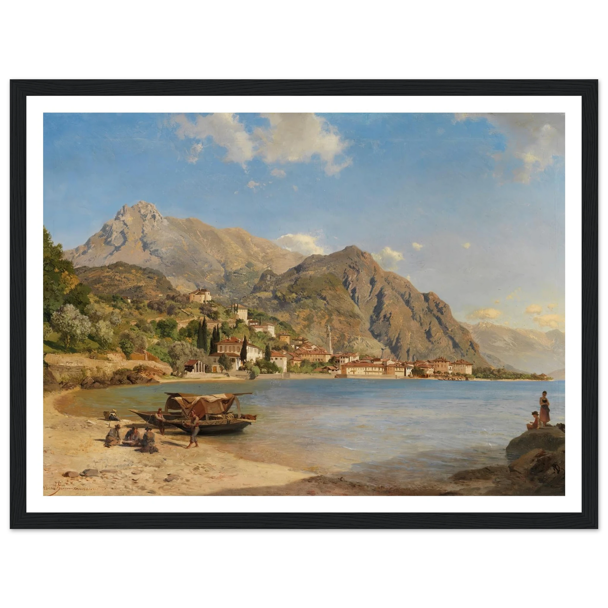 Am Ufer des Comer Sees (Menaggio) (1858) Art Print | Albert Zimmermann - Framed Poster - 30x40 cm / 12x16″ - Black frame