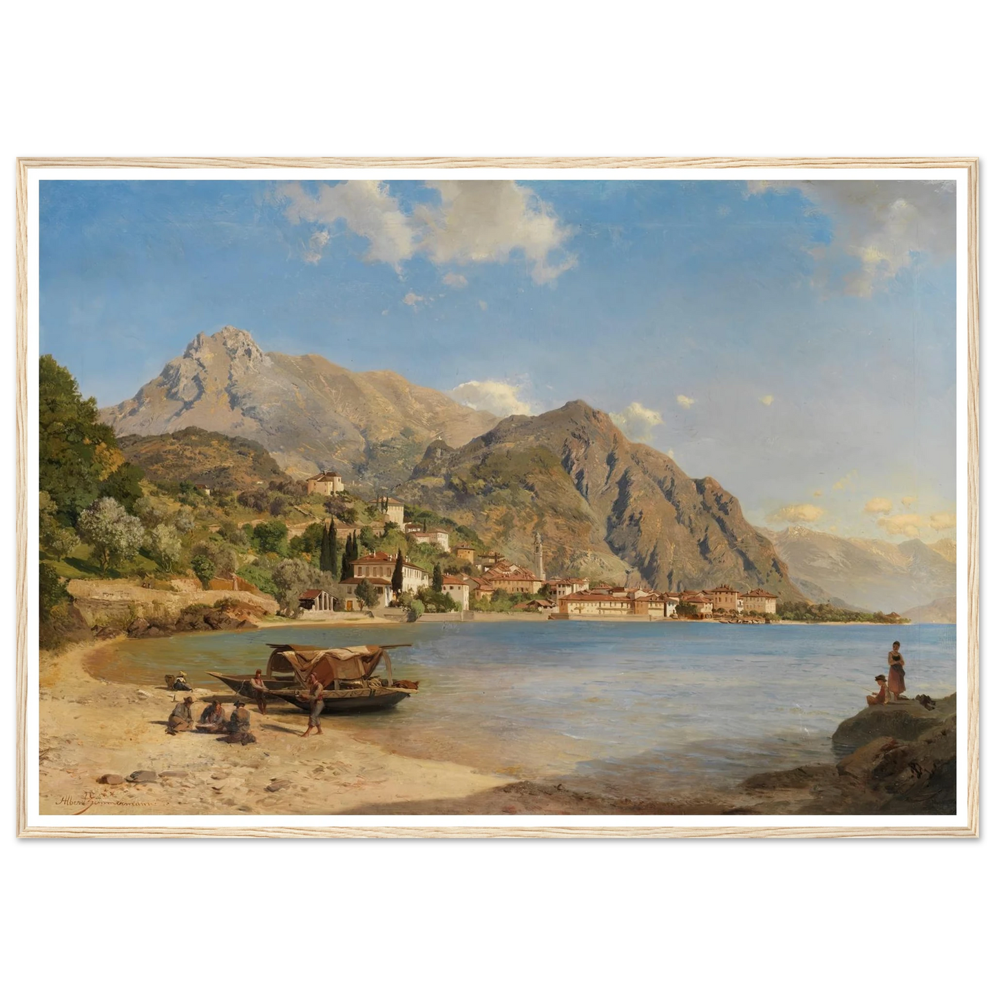 Am Ufer des Comer Sees (Menaggio) (1858) Art Print | Albert Zimmermann - Framed Poster - 30x40 cm / 12x16″ - Black frame
