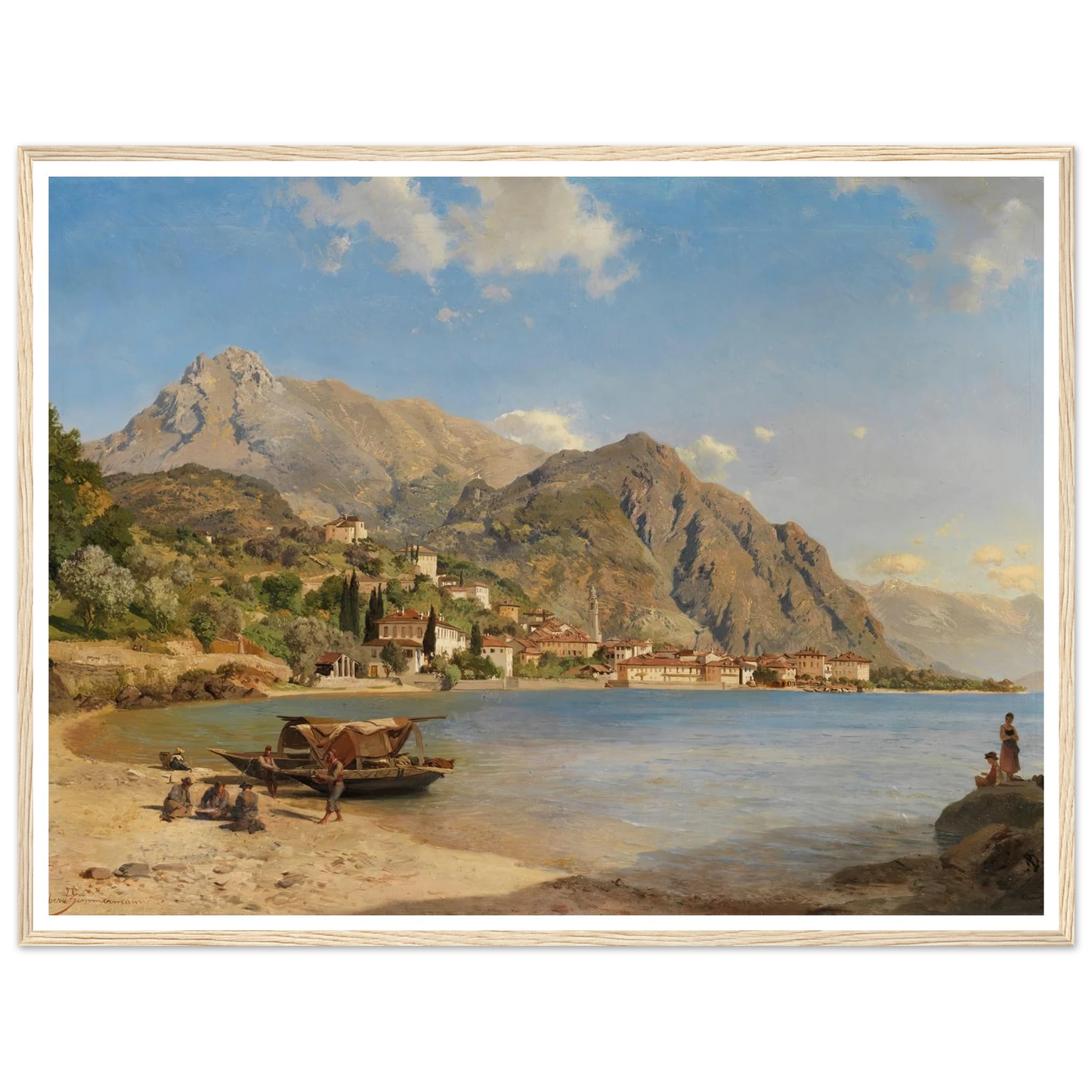 Am Ufer des Comer Sees (Menaggio) (1858) Art Print | Albert Zimmermann - Framed Poster - 30x40 cm / 12x16″ - Black frame