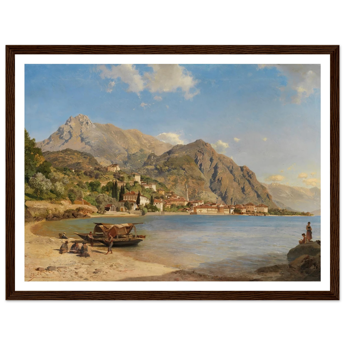 Am Ufer des Comer Sees (Menaggio) (1858) Art Print | Albert Zimmermann - Framed Poster - 30x40 cm / 12x16″ - Black frame