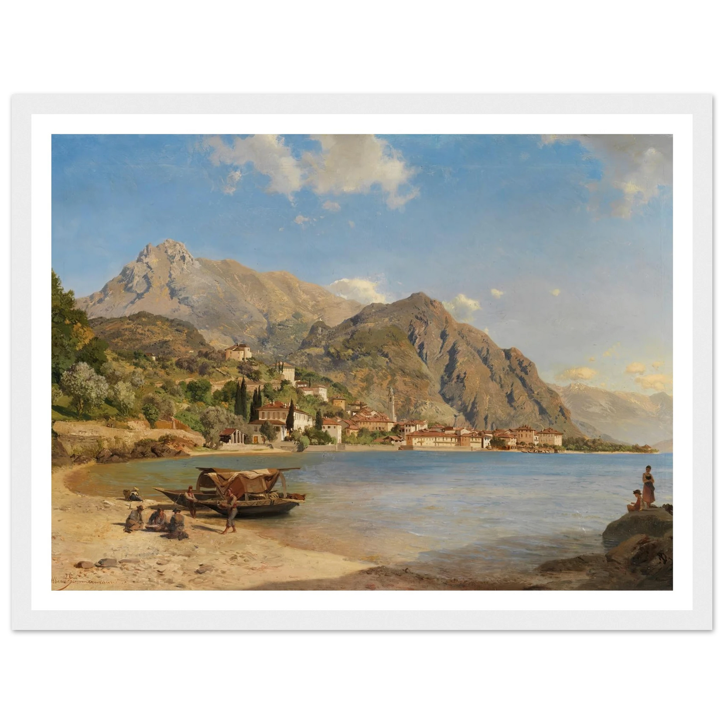 Am Ufer des Comer Sees (Menaggio) (1858) Art Print | Albert Zimmermann - Framed Poster - 30x40 cm / 12x16″ - Black frame